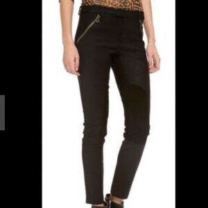 Rachel Zoe Black Julietta Lamb Suede Detail Riding Equestrian Pants Size 4